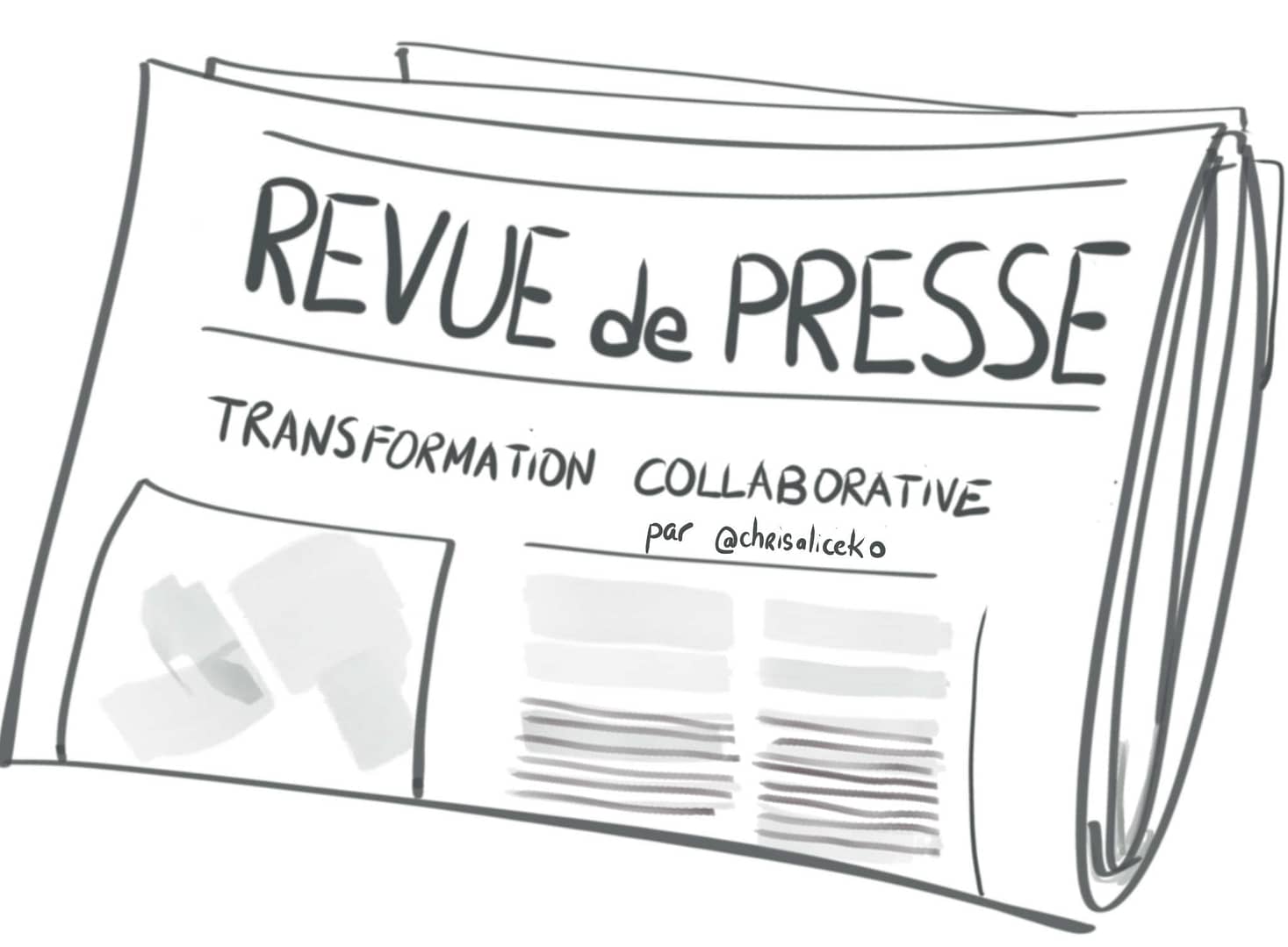 Revue de presse de la transformation collaborative sketchnote